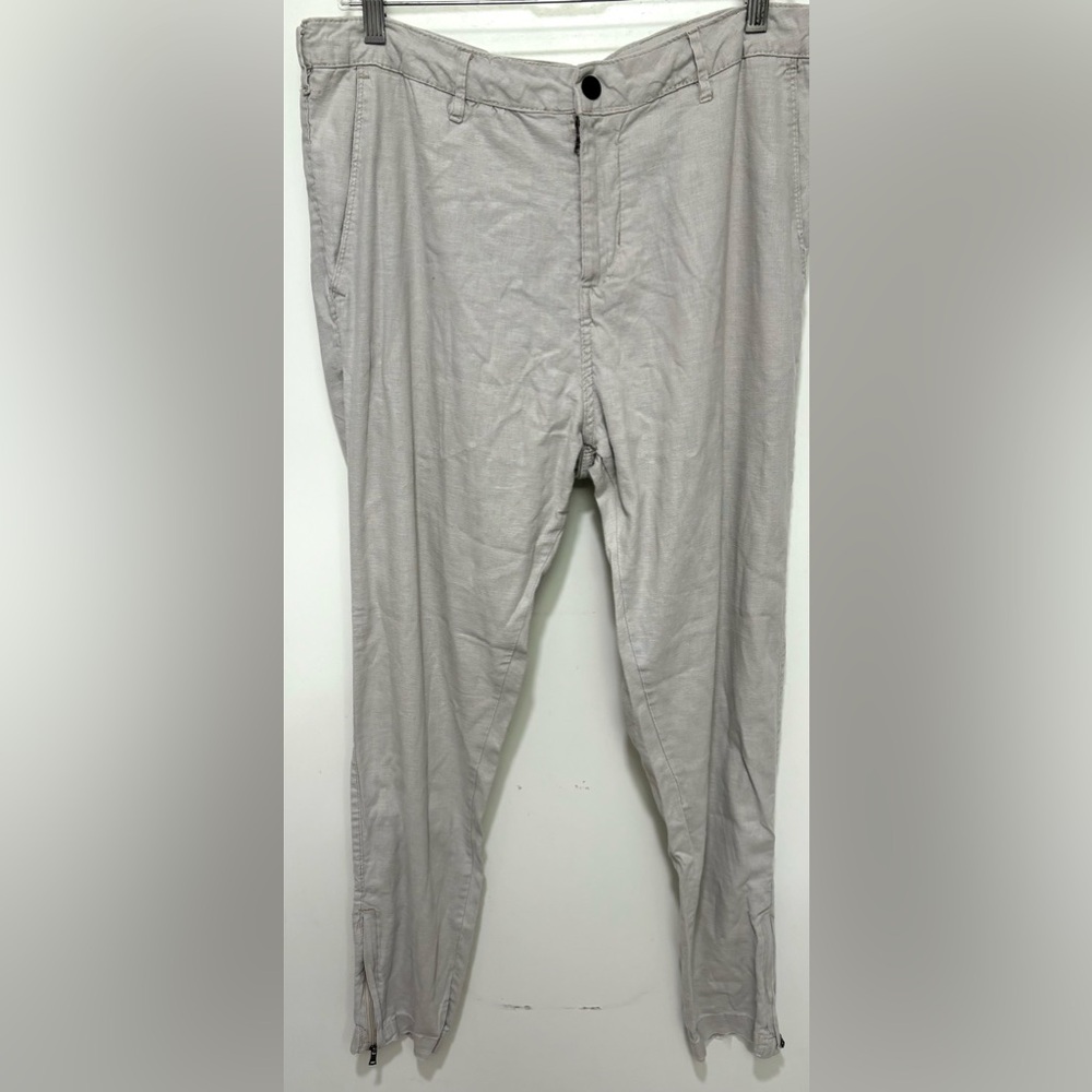 Onia 52% linen 23% Cotton blend tapered legs pants in beige color Size M 34 x 30